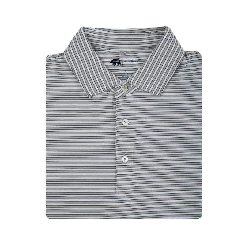 Men's Shirts with Antimicrobial TreatmentMulligan Stripe Performance Polo - Heather Mirage Grey/Gunmetal