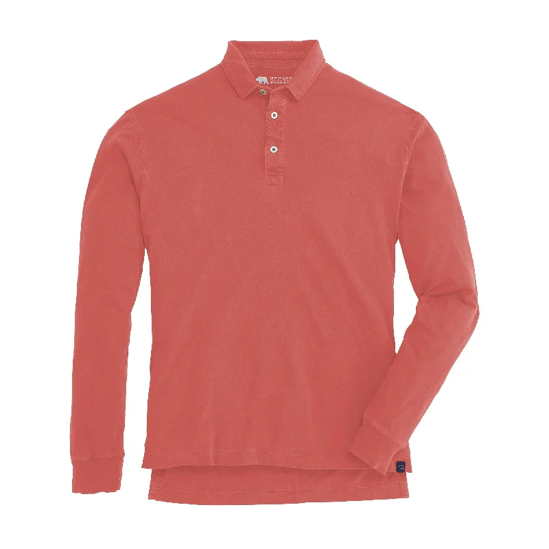 Men's Shirts with Pleated HemlinesPerry Long Sleeve Polo - Red