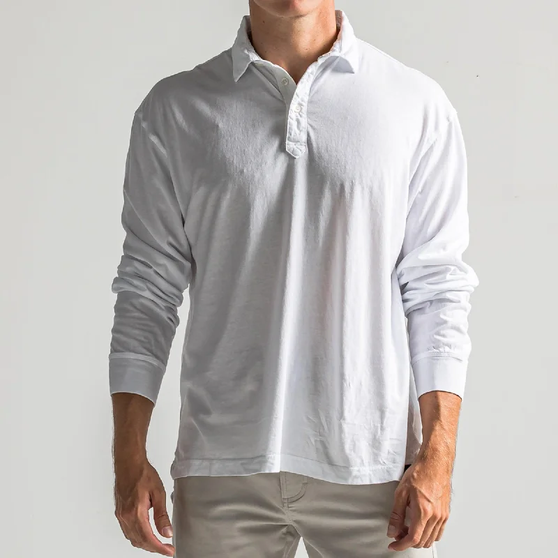 Men's Shirts with Convertible CollarsPerry Long Sleeve Polo - White