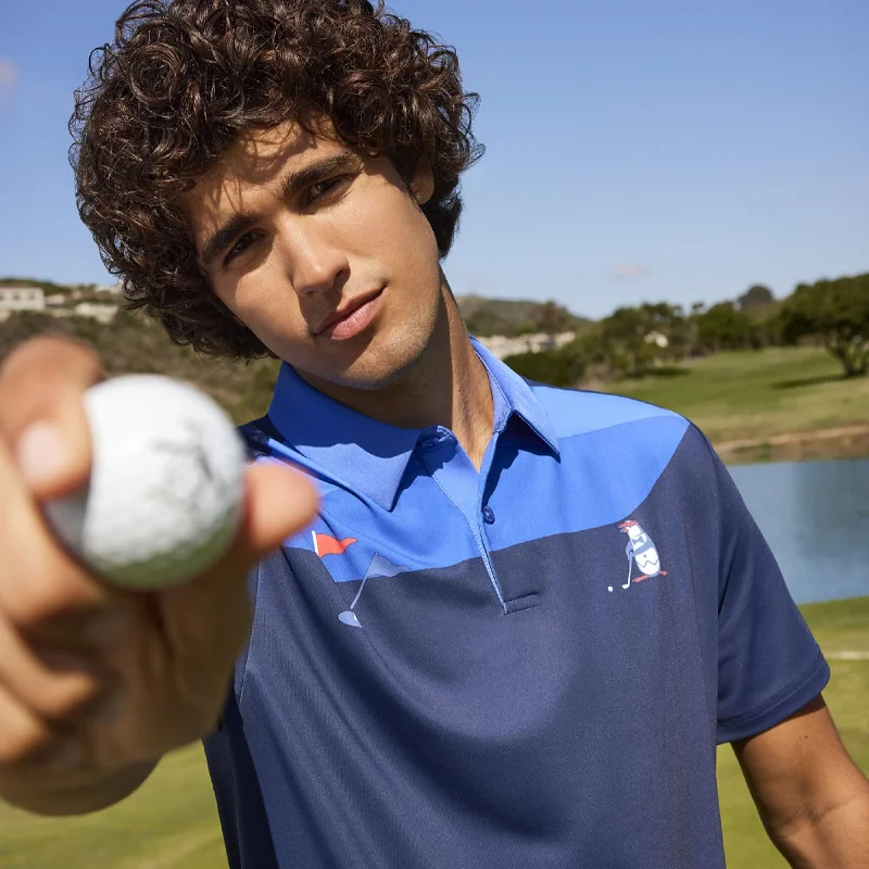 Men's Shirts with Short PlacketsPete On the Green Block Print Golf Polo