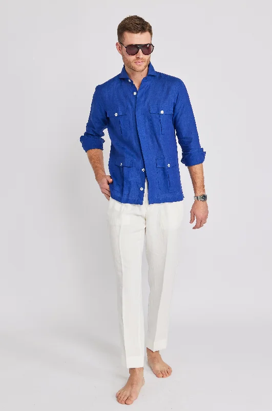 Men's Hunting Shirts for Camouflage and ComfortPositano Linen Work Shirt in Cobalt