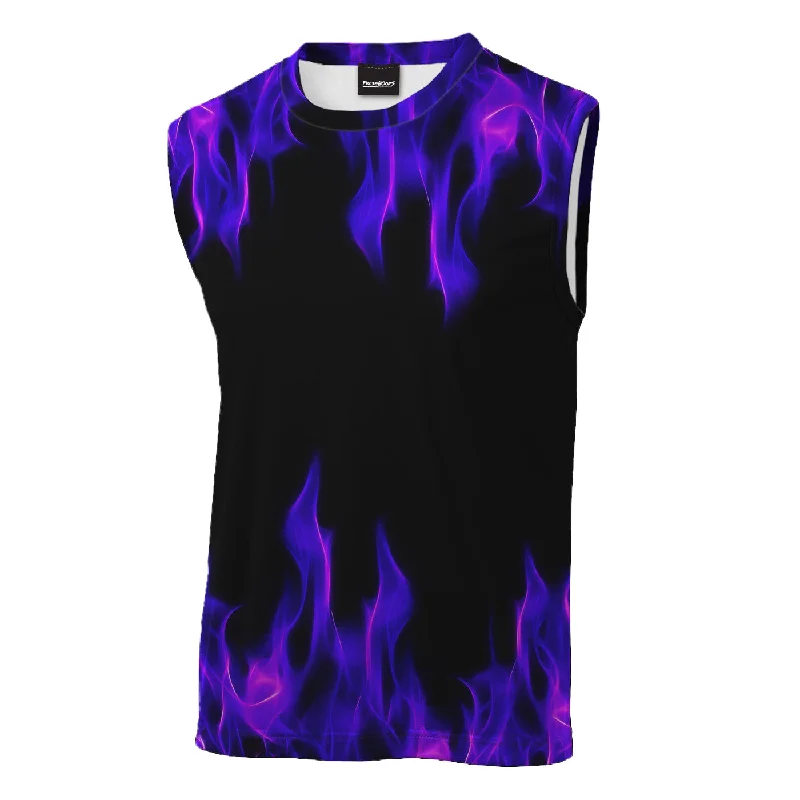 Men's Shirts with Wingtip CollarsPurple Flame Sleeveless T-Shirt