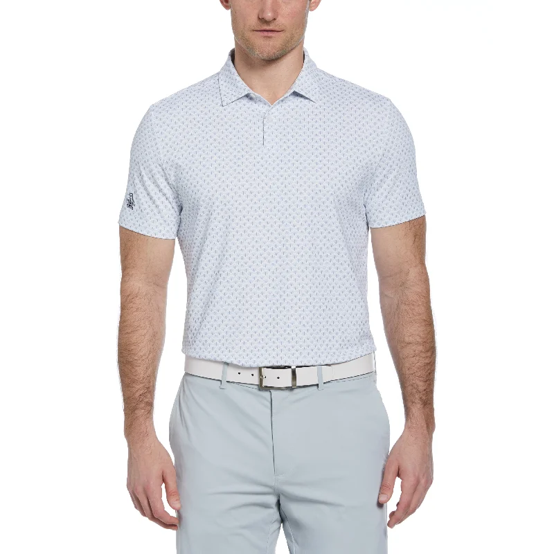 Men's Shirts with Hidden ButtonsRetro Geo Print Golf Polo