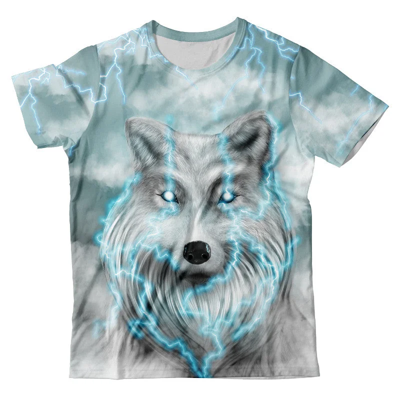 Men's Shirts with Pin CollarsThunder Wolf T-Shirt