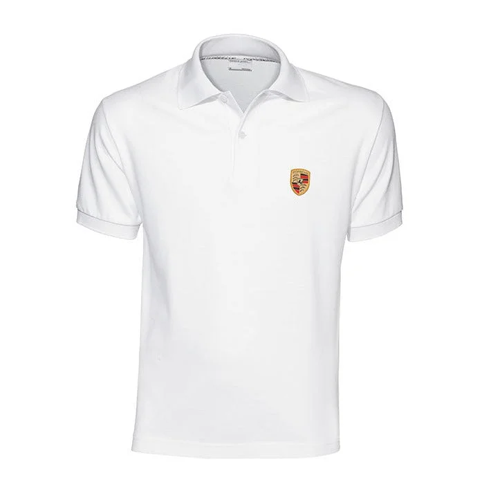 Men's Spread-Collar Shirts for a Bold StatementPorsche Crest Men's Polo Shirt - White