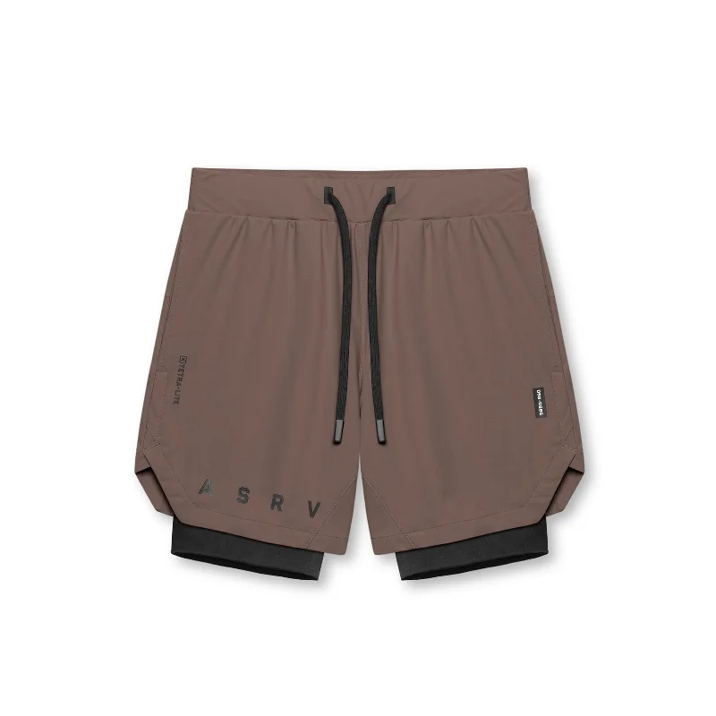 Men's Drawstring Pants for Adjustability0866. Tetra-Lite™ 7" Liner Short - Deep Taupe "ASRV"/Black