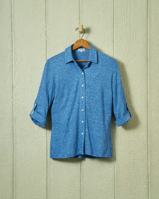 Men's Solid-Colored Shirts for VersatilityCotton/Linen Avalon Knit Top in Atlantic Blue