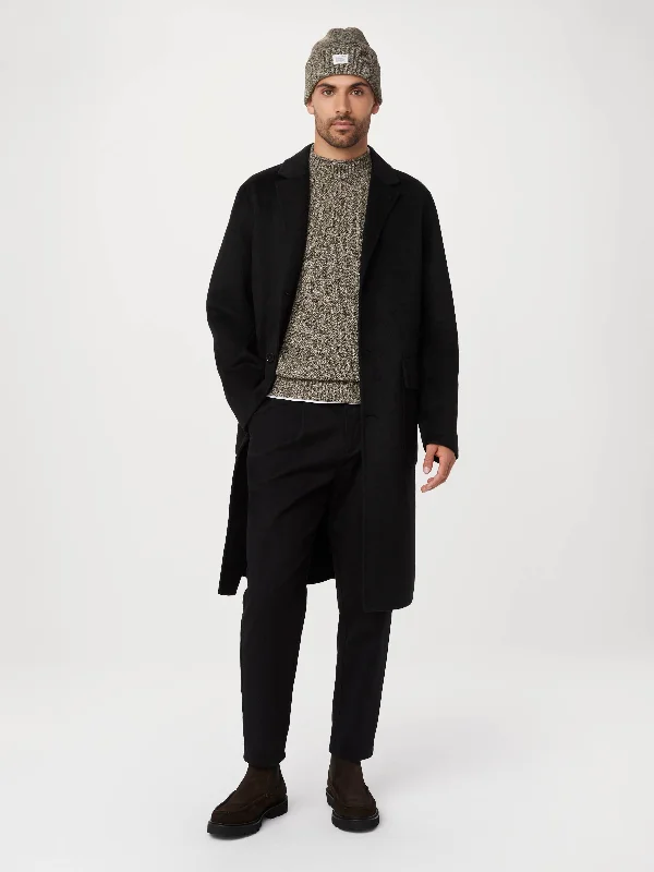 Men's Coats with Patchwork DesignsThe Michel Recycled Wool Topcoat in Black