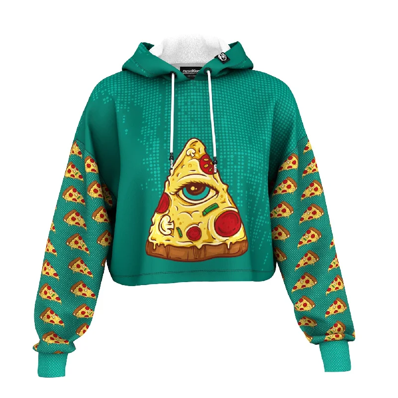 Men's Hoodies for SnowshoeingAll Seeing Pizza Cropped Hoodie