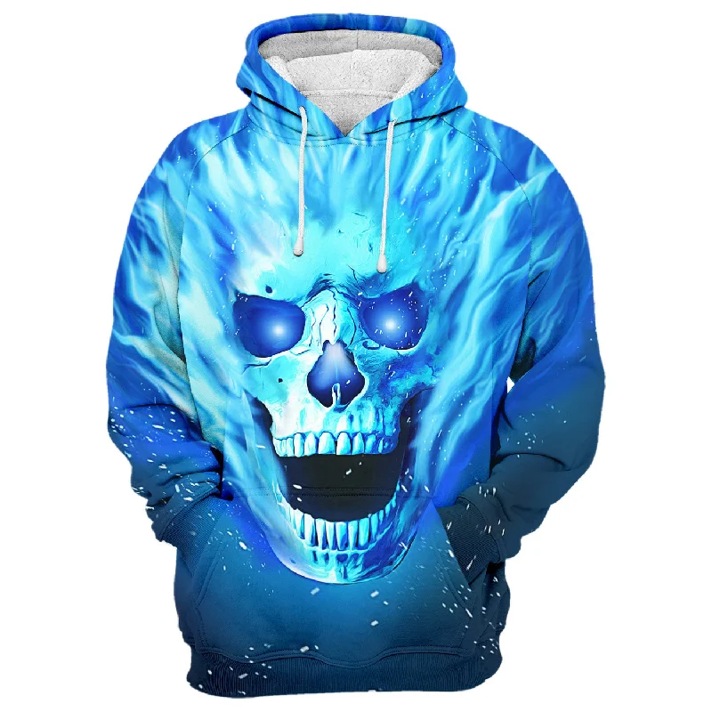 Men's Hoodies for Cold WeatherBlue flamed skull Hoodie