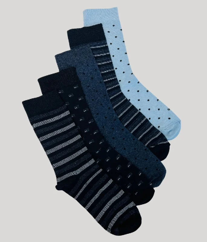 Mens Blue 5 Pack Cotton Rich Socks