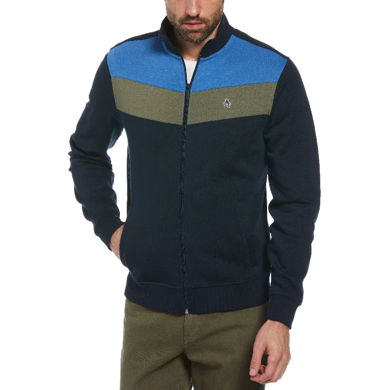 Men's Coats for Dressy OccasionsColorblock Fleece Track Jacket