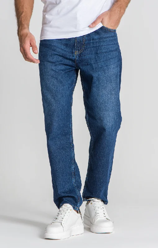 New Arrival Designer Men's JeansDark Blue Balloon Leg Jeans