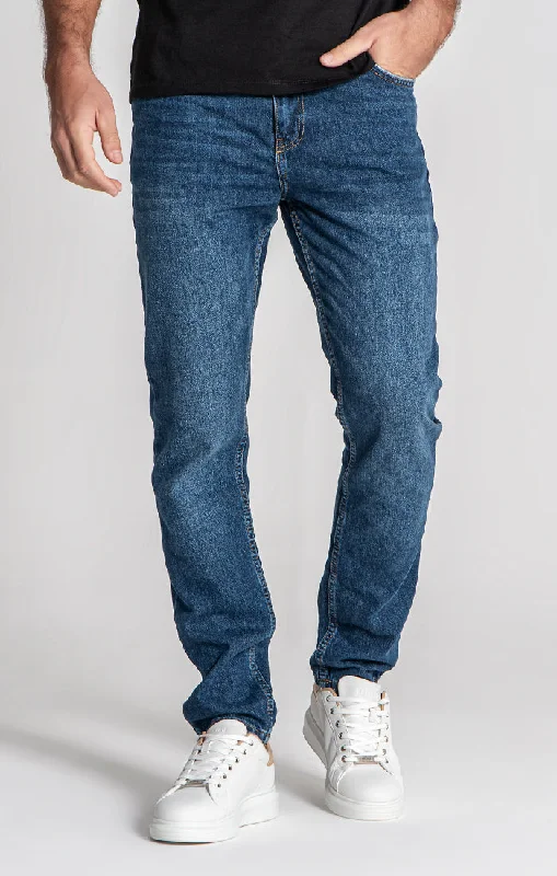 Fashionable Men's JeansDark Blue Core Straight-Leg Jeans