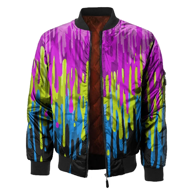 Comfortable Men's ParkasDripping Paint Bomber Jacket