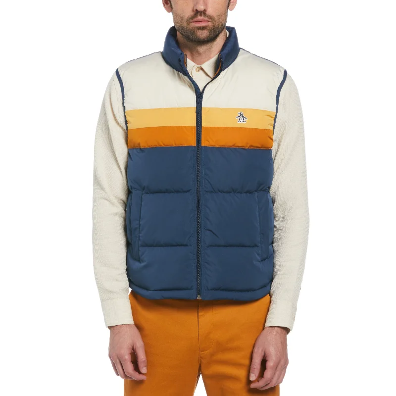 Men's Coats with Ripstop FabricColor Block Puffer Vest