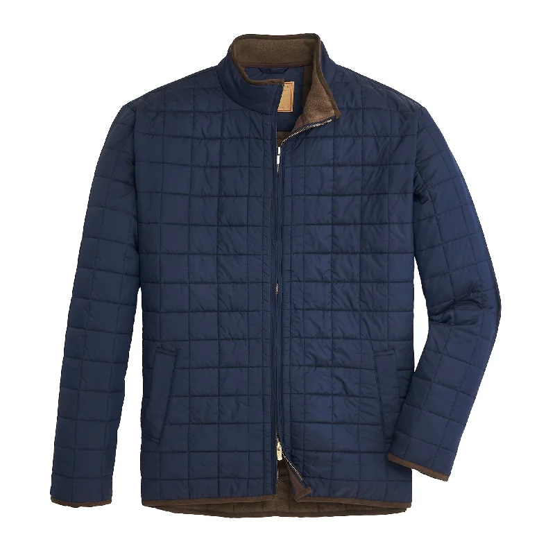 Luxurious Men's Cashmere CoatsGrid Quilted Jacket - Classic Navy