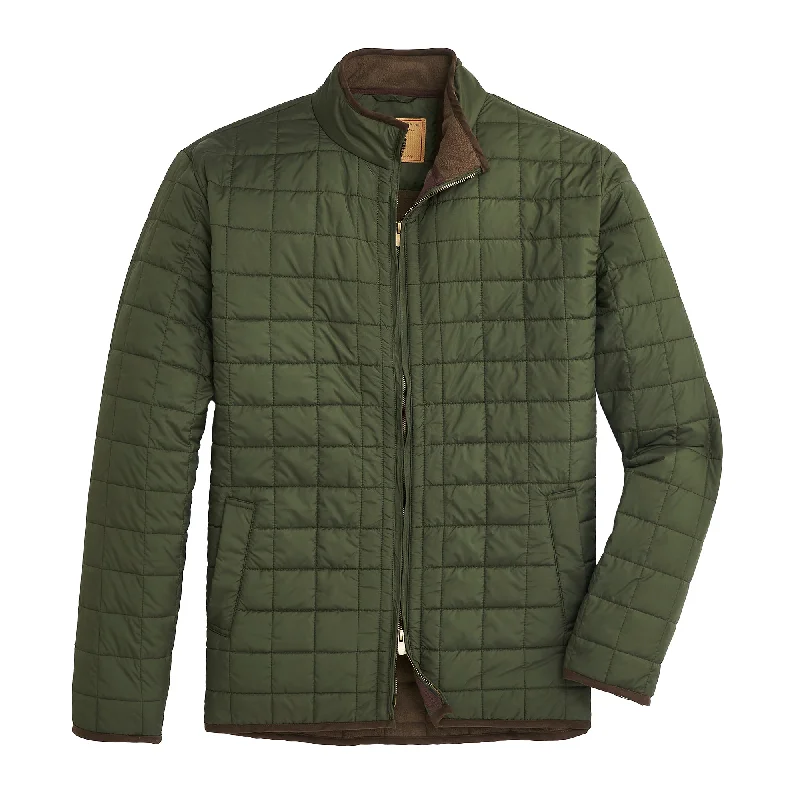 Stylish Men's Biker JacketsGrid Quilted Jacket - Olive