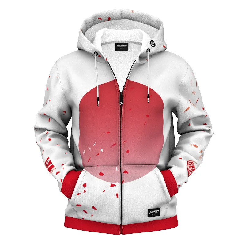 Men's Hoodies with High-Low HemlinesKatana Sakura Zip Up Hoodie