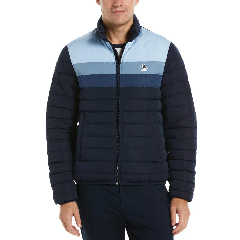 Men's Coats with Patchwork DesignsLightweight Puffer Jacket