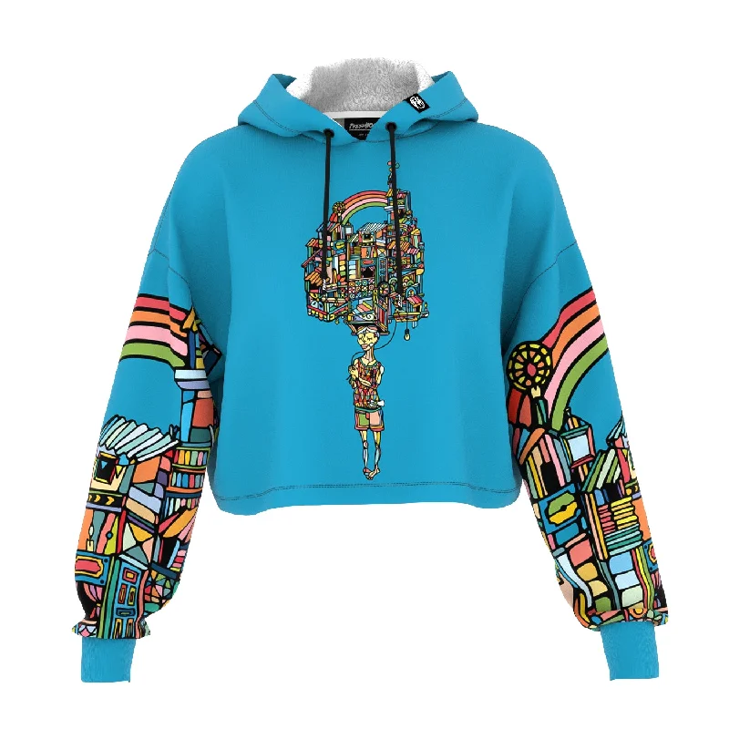 Men's Hoodies with Zippered PocketsRainboy Blue Cropped Hoodie