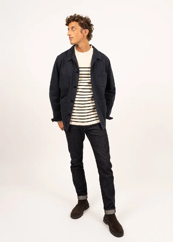 Men's Coats with Water-Repellent FabricSirocco fisherman's jacket - buttoned, in cotton canvas (MARINE)