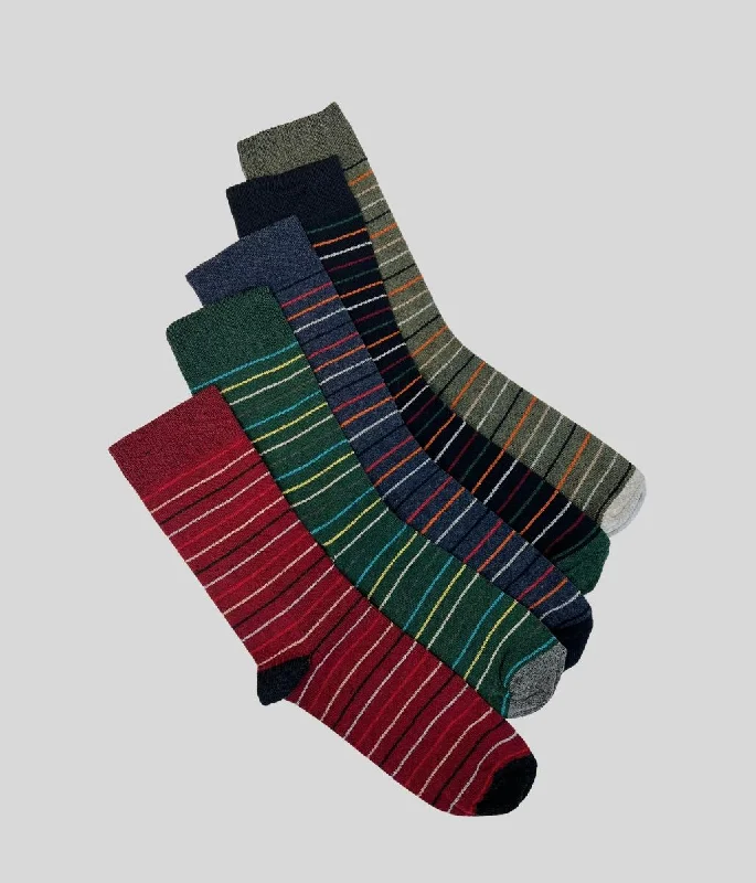 Striped Mens 5 Pack Cotton Rich Socks