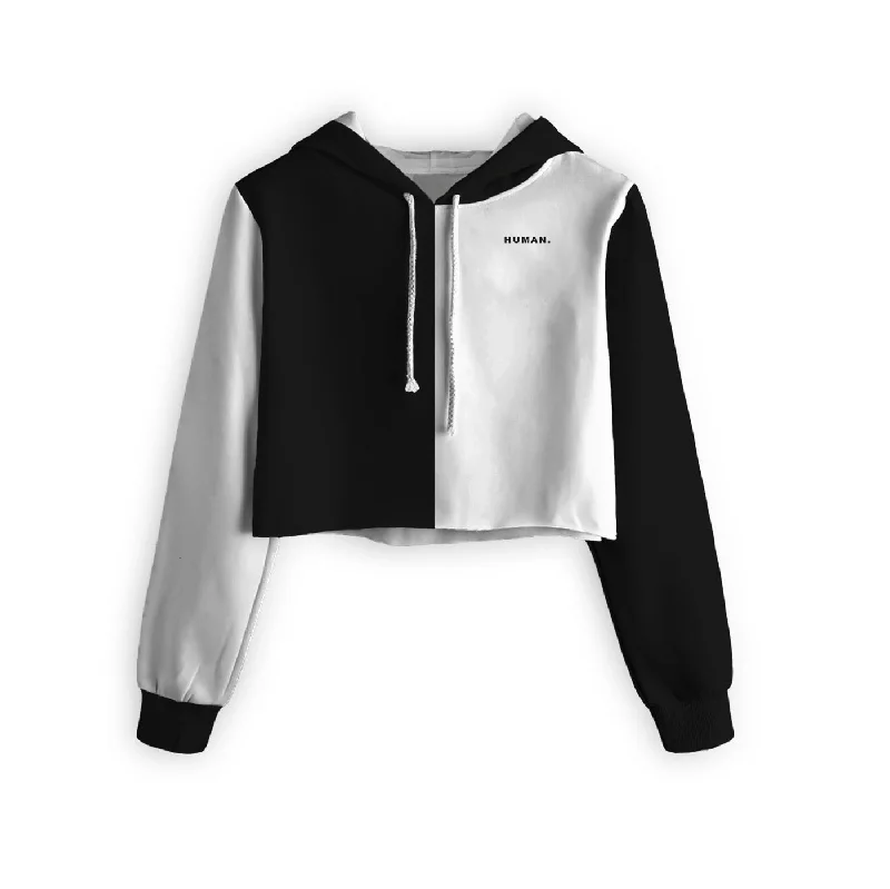 Men's Hoodies with Kangaroo PocketsWhite & Black Cropped Hoodie