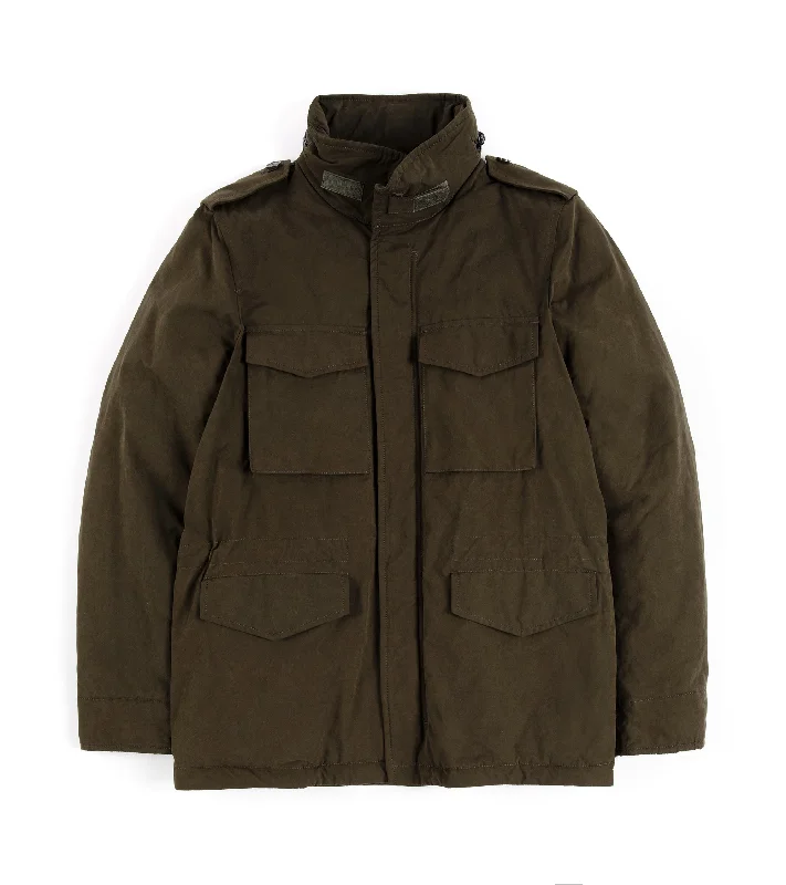 Men's Coats with Removable LiningsAspesi Dry Wax Cotton Padded Field Jacket: Olive