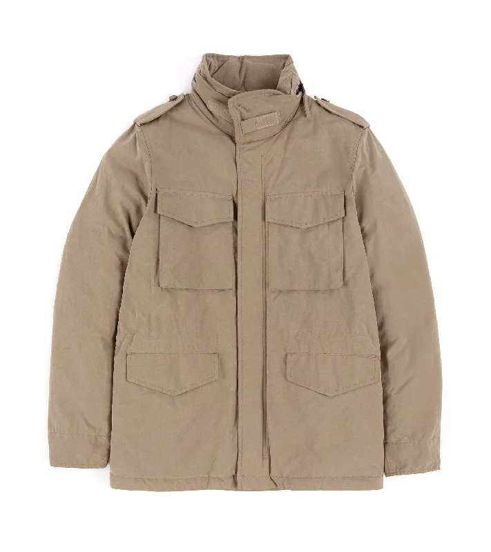 Men's Coats for Winter CampingAspesi Dry Wax Cotton Padded Field Jacket: Tan