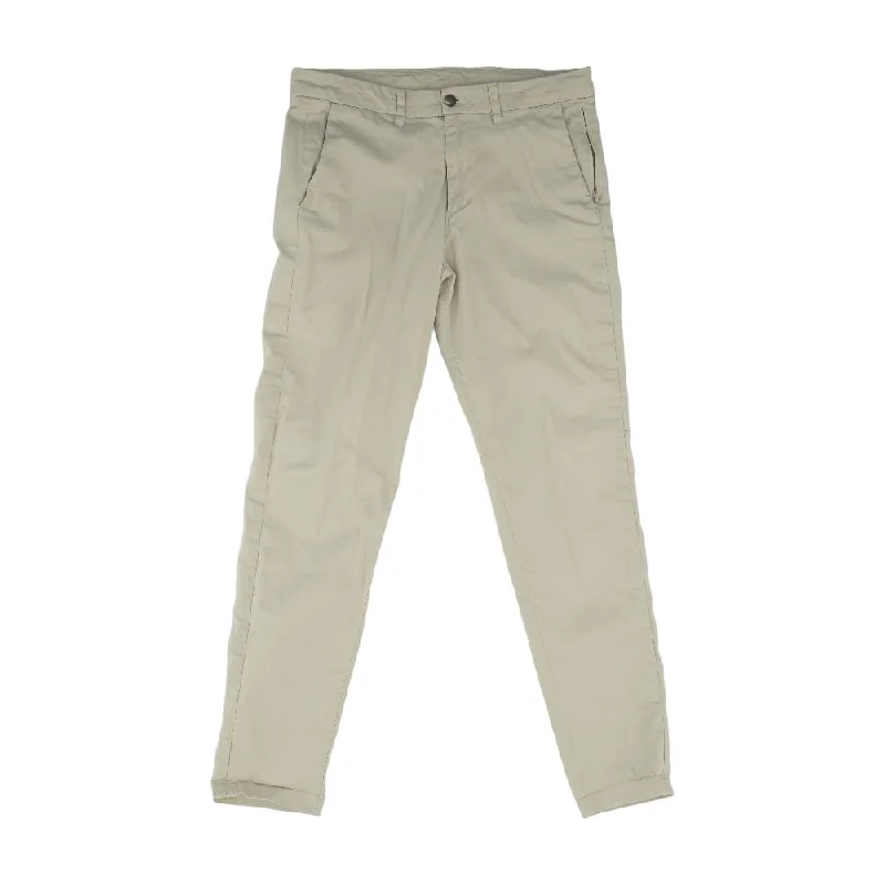 Men's High-Waisted Pants for a Retro StyleBeige Solid Chino Pants