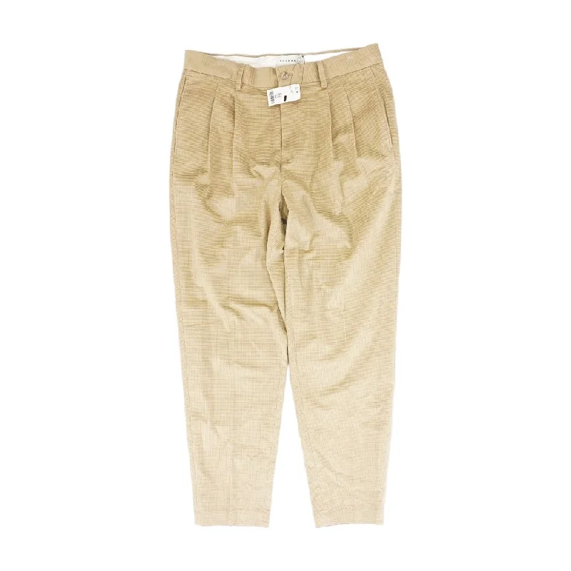 Men's Pants with Turn-Up CuffsBeige Solid Chino Pants