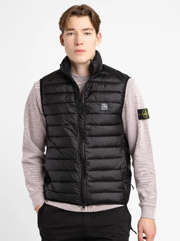 Men's Coats with Adjustable HemsBlack Loom Woven Chambers R-Nylon Down-TC Puffer Vest