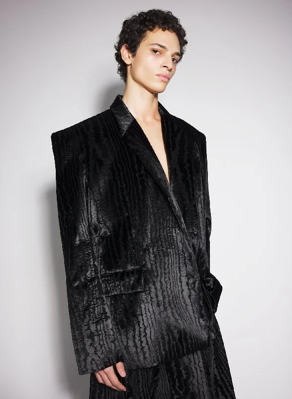 Men's Coats with Reflective Stripesblack moiré velvet jacket