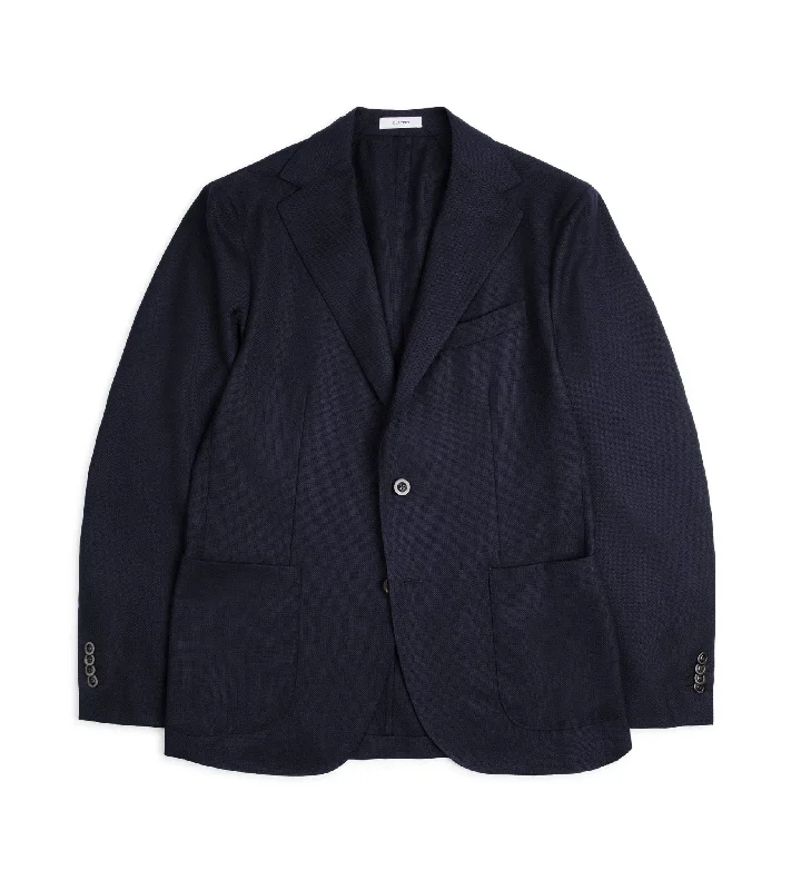 Men's Coats for Mild WeatherBoglioli for Trunk Wool Hopsack K Jacket: Navy