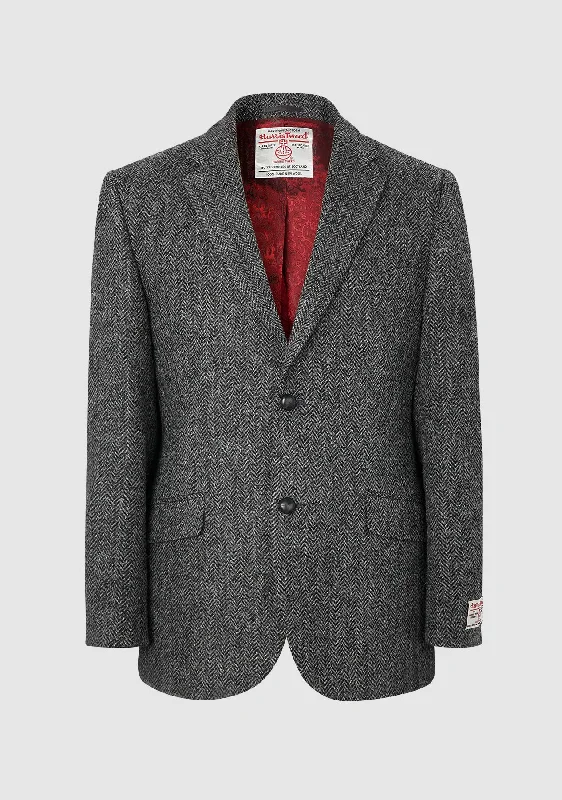 Men's Coats with Hand WarmersBucktrout Charcoal Grey Harris Tweed Patrick Jacket