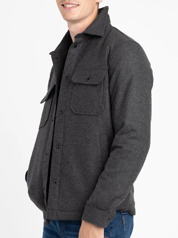 Stylish Men's Biker JacketsCharcoal Grey Alaskan Wool Overshirt