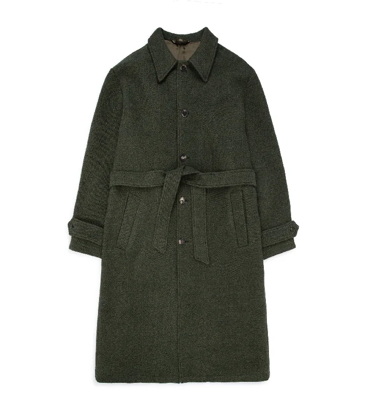 Men's Coats with Vintage StyleDe Bonne Facture Spongy Wool Cloth Overcoat: Moss Green