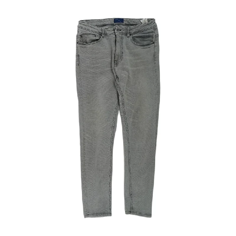 Men's Pants with SuspendersGray Solid Slim Jeans