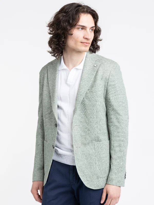 Men's Coats with Contrast StitchingGreen Jack Cotton-Linen Sport Jacket