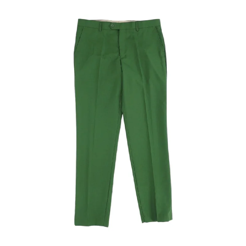 Men's Pants with Logo EmbossmentsGreen Solid Dress Pants