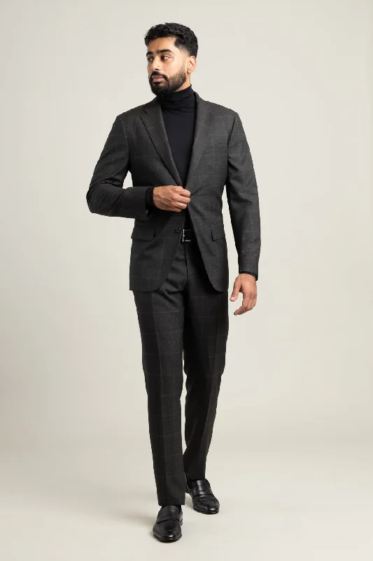 Casual Men's Bomber JacketsGrey Check Suit