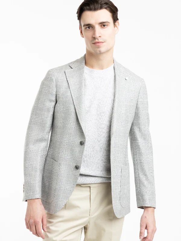 Men's Coats for SpringGrey Silk-Wool Prince of Wales Sport Jacket