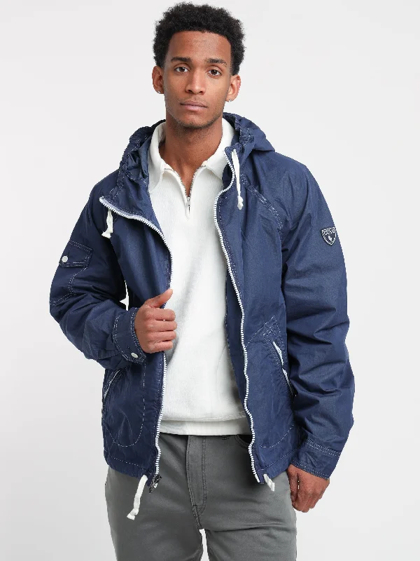 Men's Coats with Quick-Dry FabricNewport Navy Garment-Dyed Twill Hooded Jacket