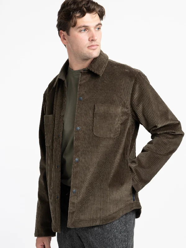 Men's Coats for Skinny MenOlive Green Corduroy Reversible Overshirt