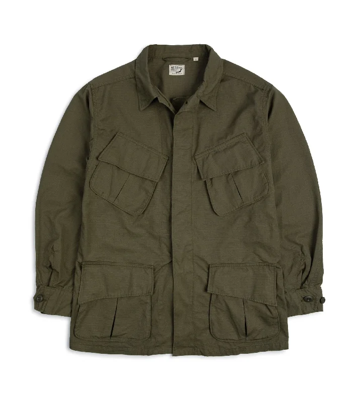 Men's Coats for Casual WearOrSlow Cotton Ripstop Tropical Jacket: Army Green