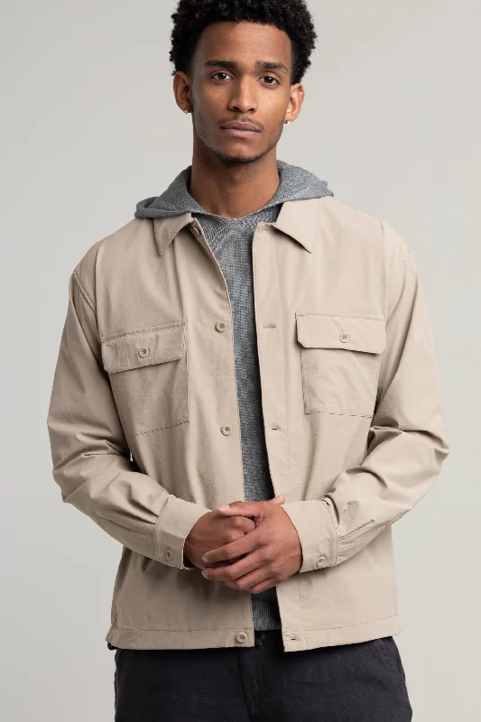 Men's Coats for Cold WeatherTaupe Ripstop Overshirt