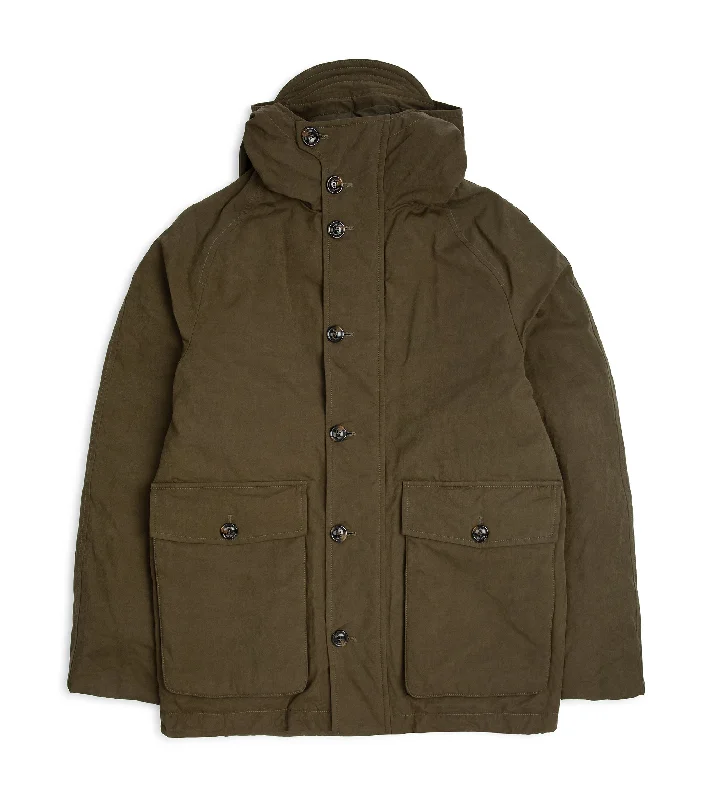 Men's Coats for Casual WearValstar Liam Waxed Cotton Down Padded Hooded Jacket: Olive