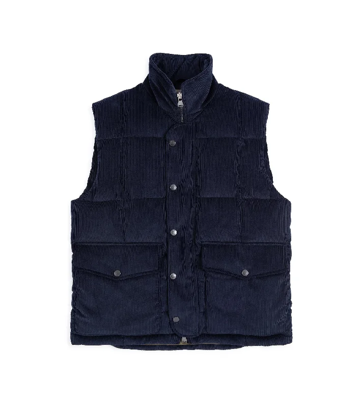 Men's Coats with Military InfluenceValstar Oliver Corduroy Down Padded Vest: Navy