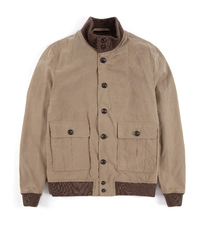 Men's Coats with Water-Repellent FabricValstar Valstarino Waxed Cotton Padded Zip Jacket: Dark Beige